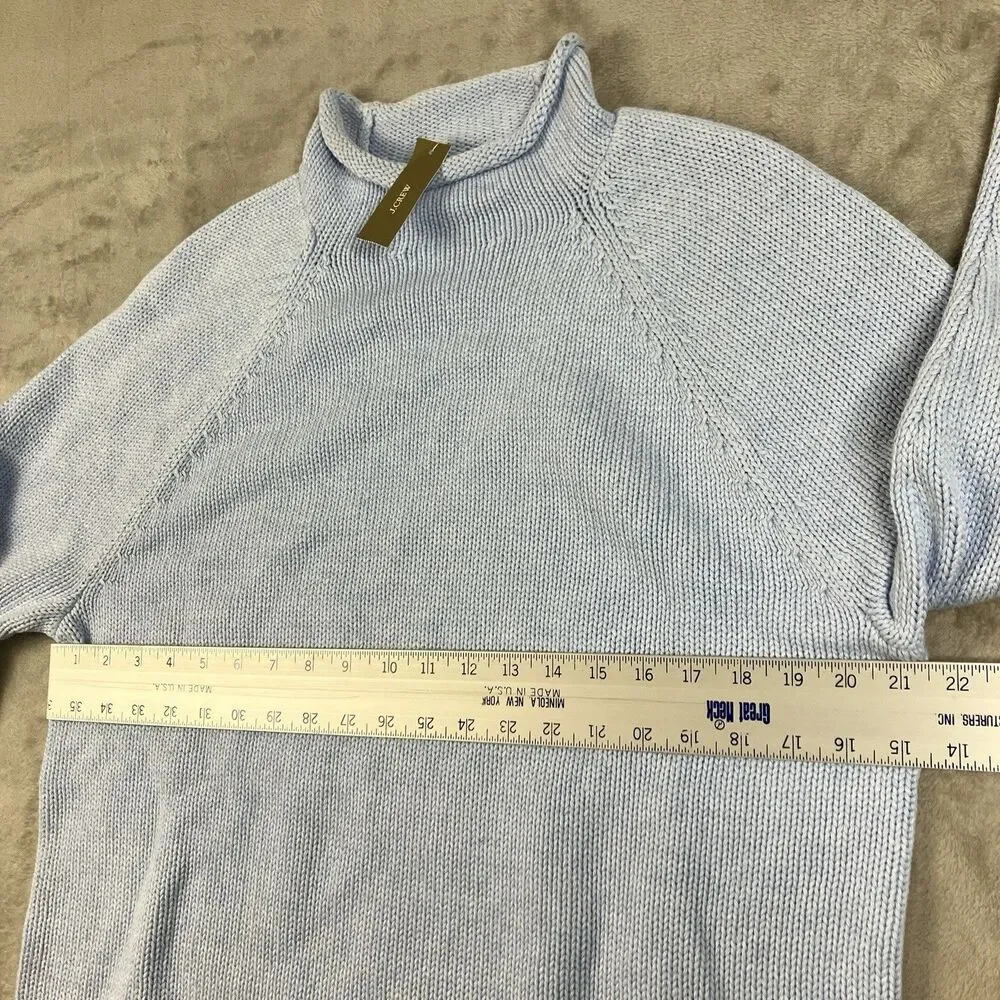 J Crew 1988 Rollneck Sweater Womens M Blue Cotton Coastal Preppy Oarsman BW186